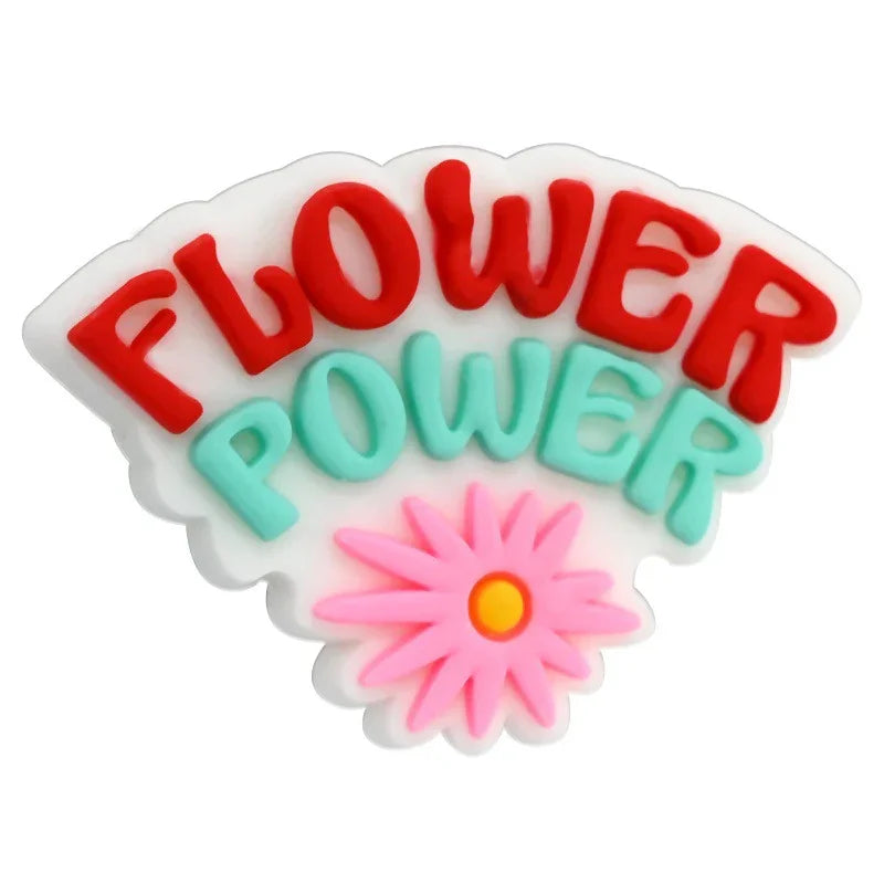Flower Letter Phrases Silicone Focus Beads