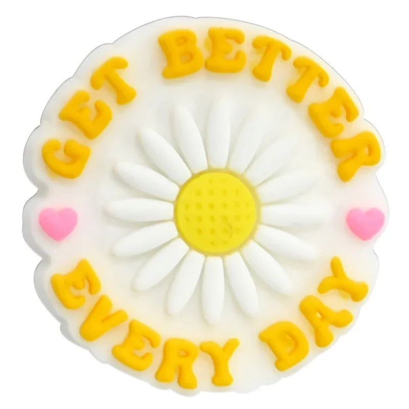 Flower Letter Phrases Silicone Focus Beads