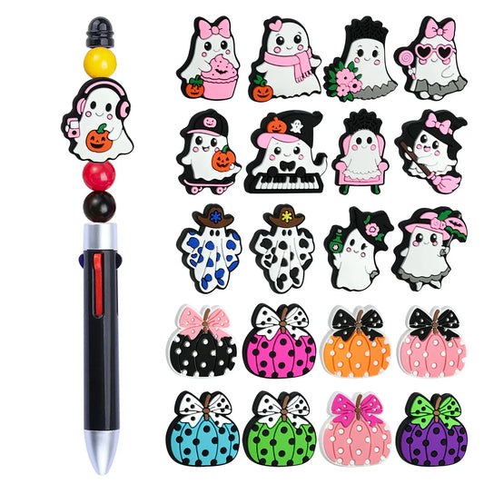 Halloween Series Colorful Ghost Pumpkin Silicone Focal Beads