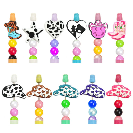 Cowboy Series Cow Pattern Cowboy Hat Silicone Beads