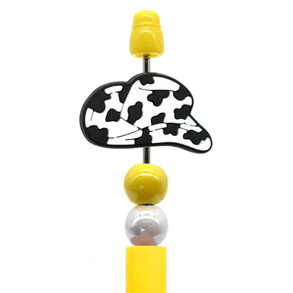 Cowboy Series Cow Pattern Cowboy Hat Silicone Beads
