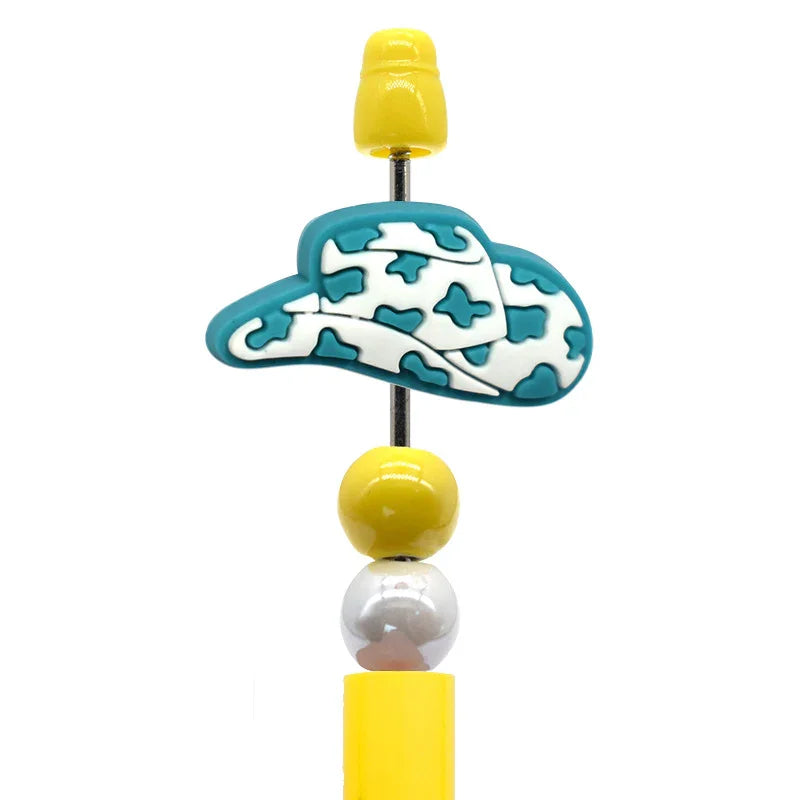 Cowboy Series Cow Pattern Cowboy Hat Silicone Beads