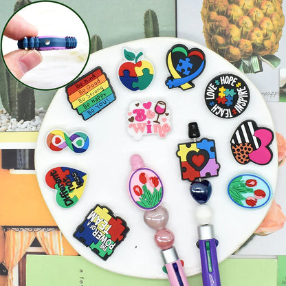 Cartoon Color Text Series Silicone Focus Beads