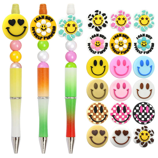 Smiley Face Series Cartoon Flower Silicone Focal Beads
