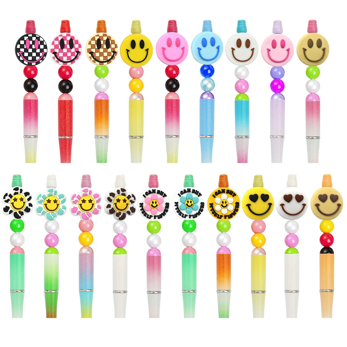 Smiley Face Series Cartoon Flower Silicone Focal Beads