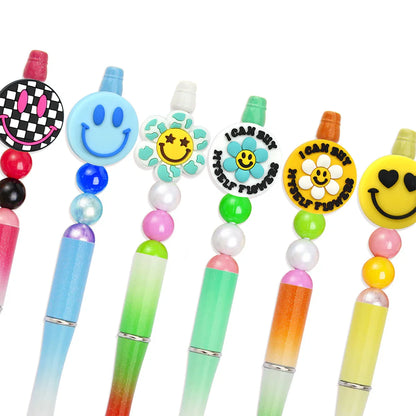 Smiley Face Series Cartoon Flower Silicone Focal Beads