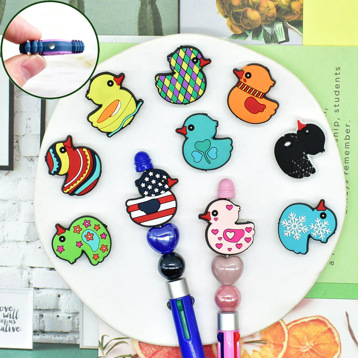 Creative Cartoon Duck Silicone Focal Beads