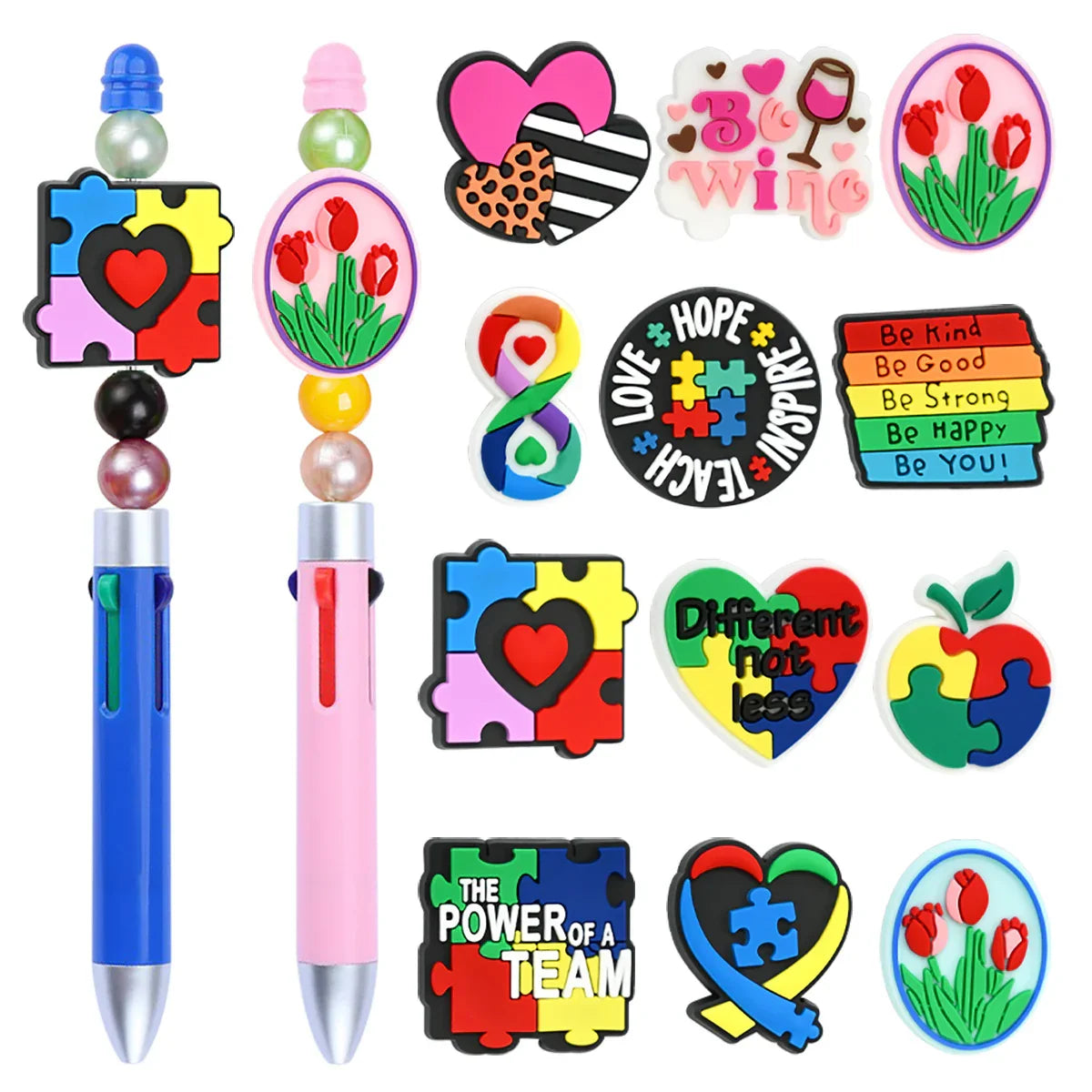 Cartoon Color Text Series Silicone Focus Beads