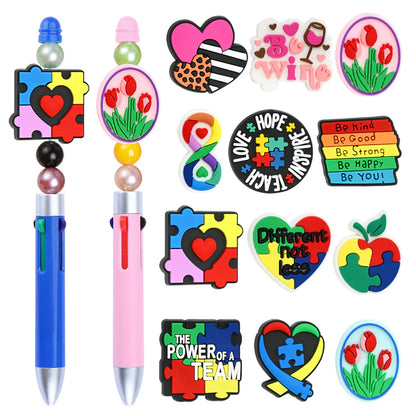 Cartoon Color Text Series Silicone Focus Beads