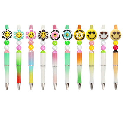 Smiley Face Series Cartoon Flower Silicone Focal Beads