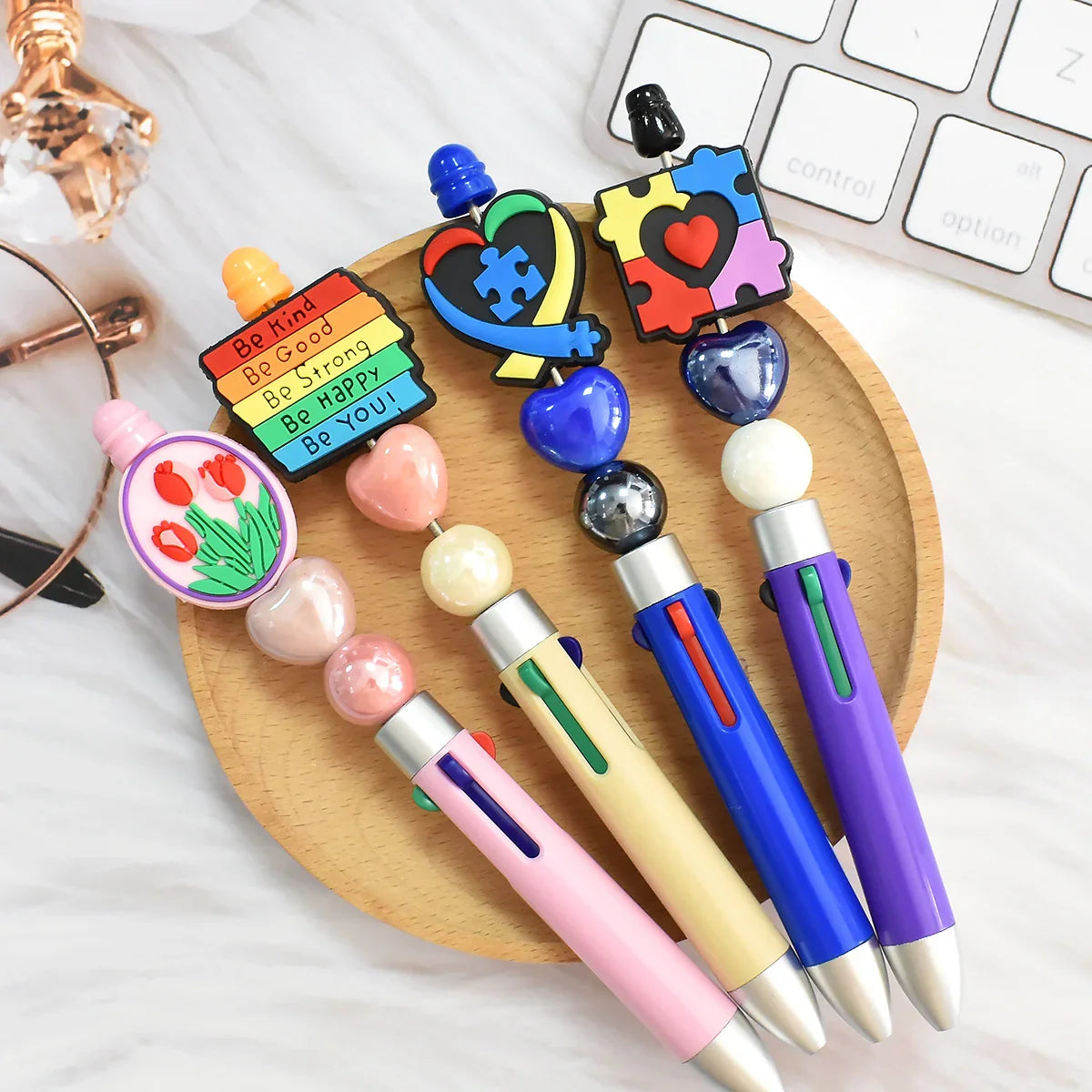 Cartoon Color Text Series Silicone Focus Beads