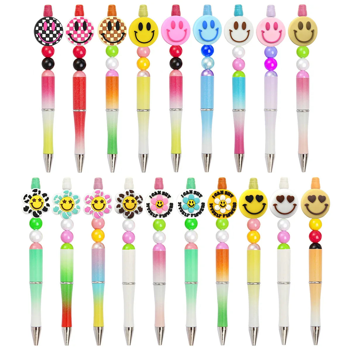 Smiley Face Series Cartoon Flower Silicone Focal Beads
