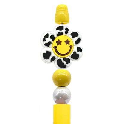 Smiley Face Series Cartoon Flower Silicone Focal Beads