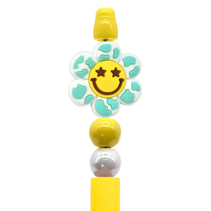 Smiley Face Series Cartoon Flower Silicone Focal Beads