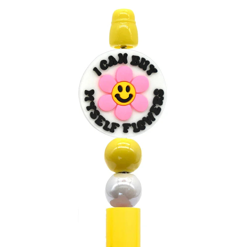 Smiley Face Series Cartoon Flower Silicone Focal Beads