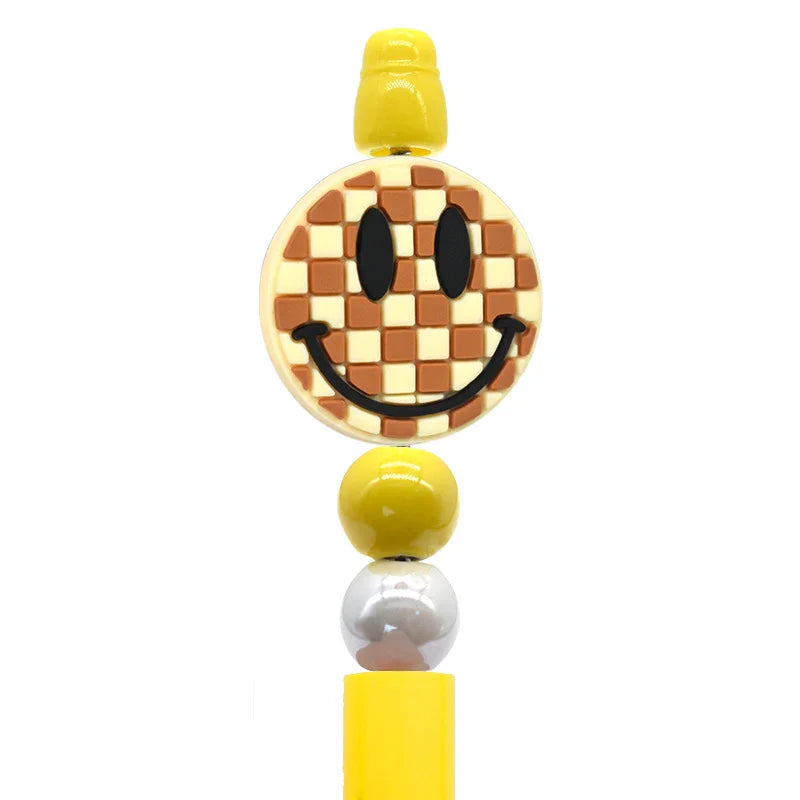 Smiley Face Series Cartoon Flower Silicone Focal Beads