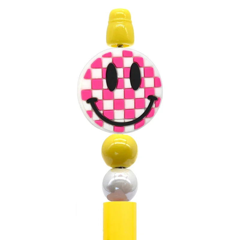 Smiley Face Series Cartoon Flower Silicone Focal Beads