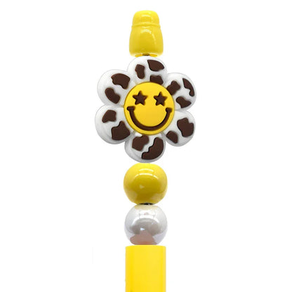 Smiley Face Series Cartoon Flower Silicone Focal Beads