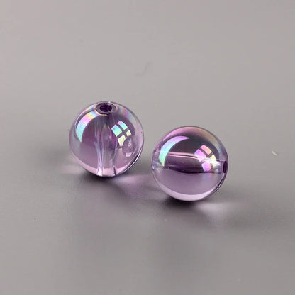 16MM Transparent Colored Plated Dazzling Straight Hole Round Beads Acrylic Beads