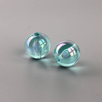 16MM Transparent Colored Plated Dazzling Straight Hole Round Beads Acrylic Beads