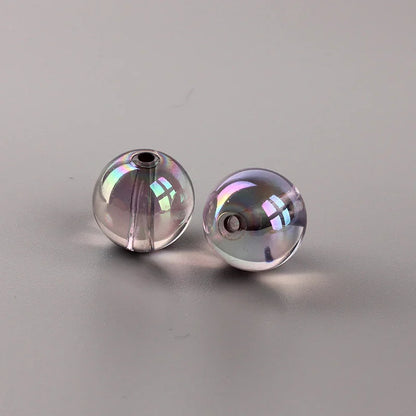 16MM Transparent Colored Plated Dazzling Straight Hole Round Beads Acrylic Beads
