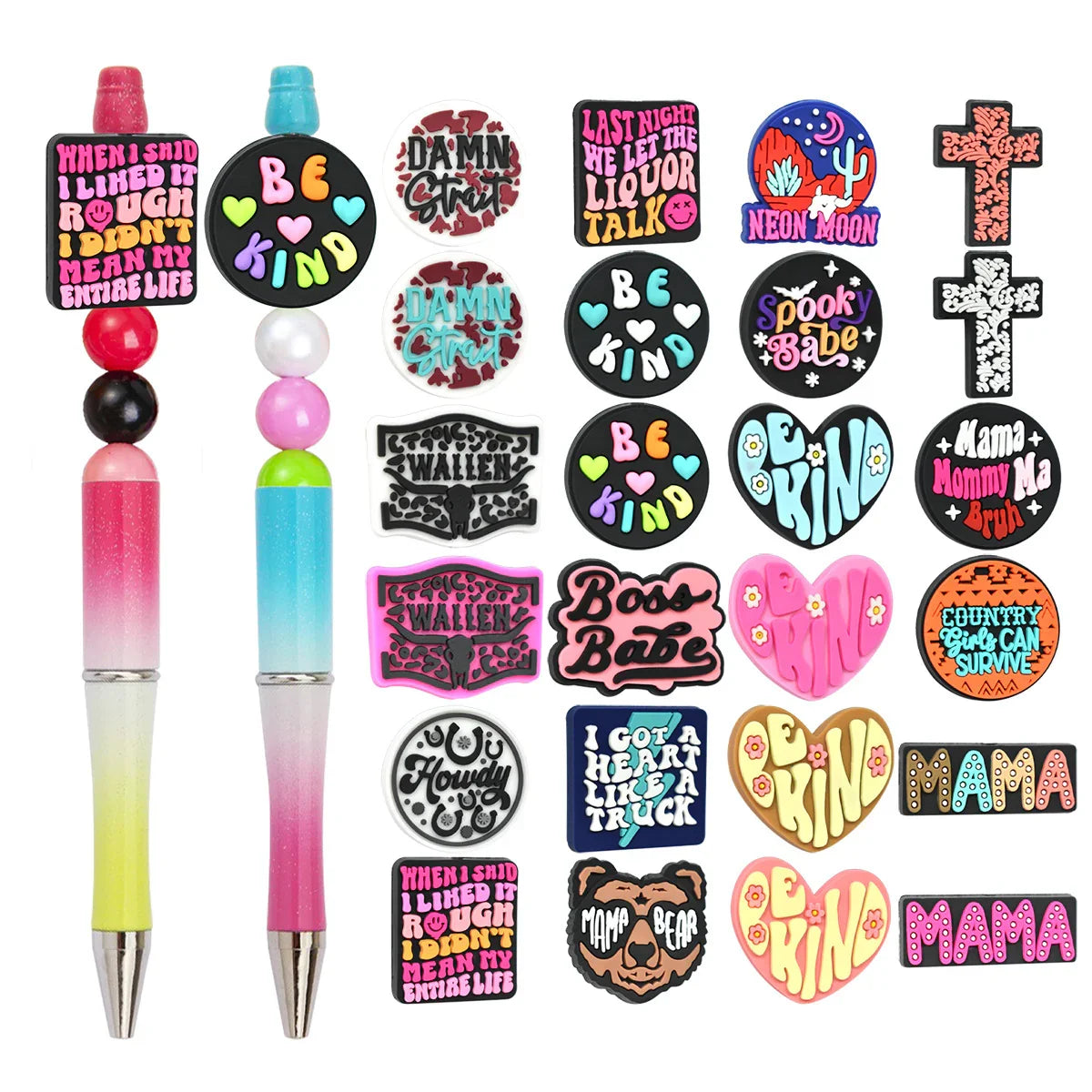 Colorful Phrase Silicone Focal Beads