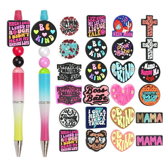 Colorful Phrase Silicone Focal Beads