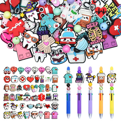 Medical Series Bead Pen Colorful Silicone Focal Beads