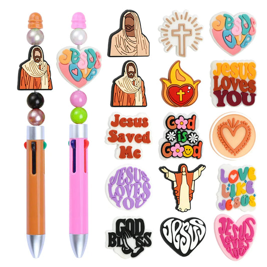 Cross Jesus Silicone Focal Beads