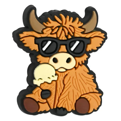 Cartoon Highland Cow Series Silicone Focal Beads