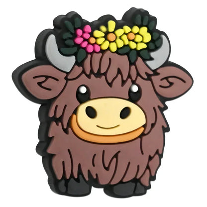 Cartoon Highland Cow Series Silicone Focal Beads