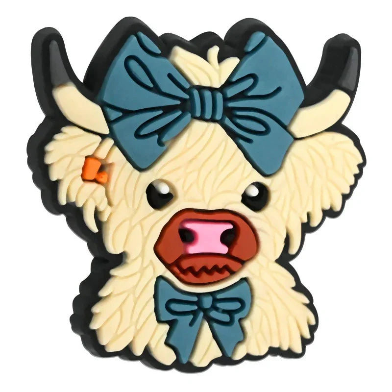 Cartoon Highland Cow Series Silicone Focal Beads