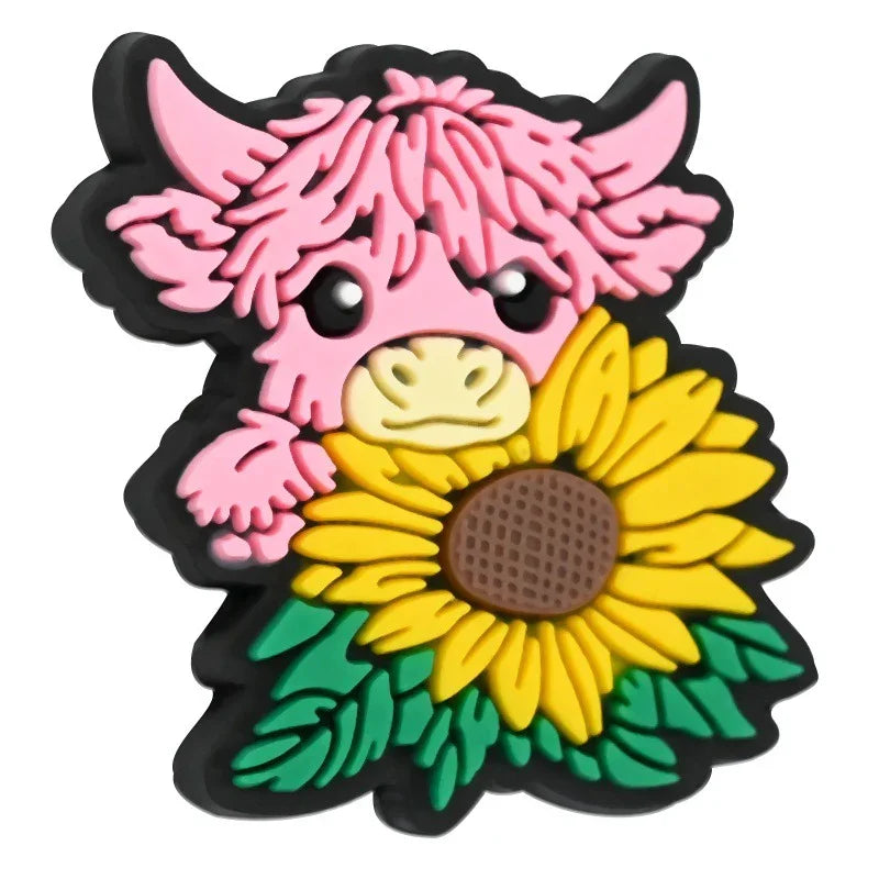 Cartoon Highland Cow Series Silicone Focal Beads