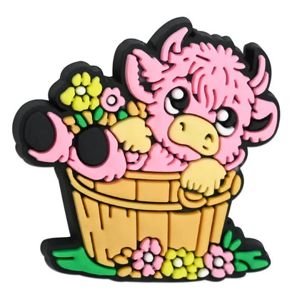 Cartoon Highland Cow Series Silicone Focal Beads