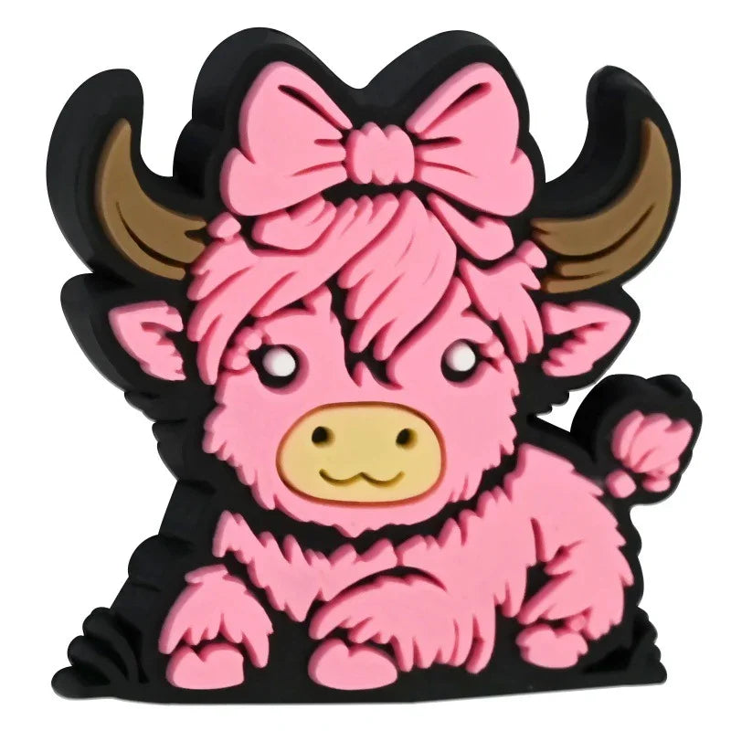 Cartoon Highland Cow Series Silicone Focal Beads