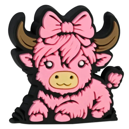 Cartoon Highland Cow Series Silicone Focal Beads