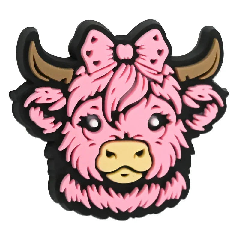 Cartoon Highland Cow Series Silicone Focal Beads