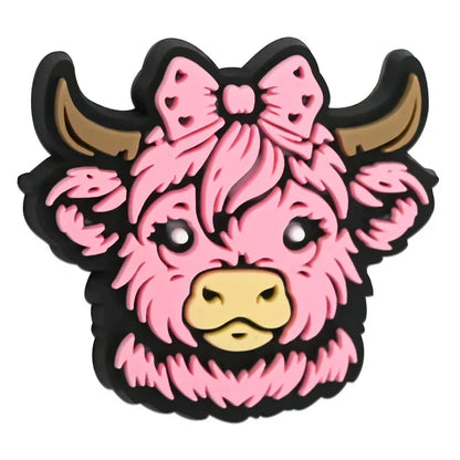 Cartoon Highland Cow Series Silicone Focal Beads
