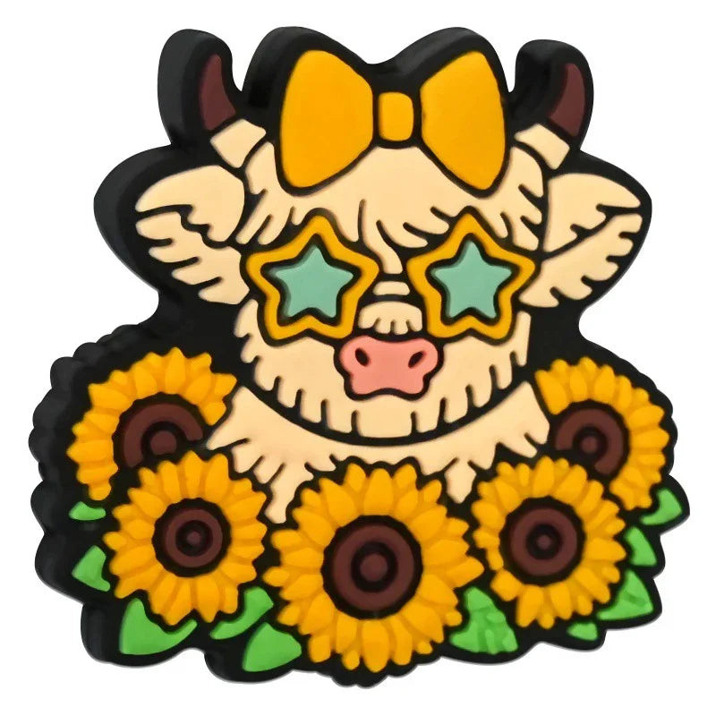 Cartoon Highland Cow Series Silicone Focal Beads