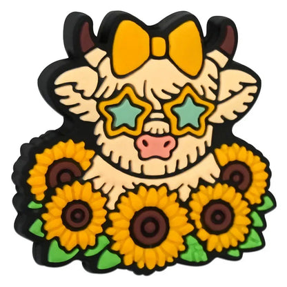 Cartoon Highland Cow Series Silicone Focal Beads