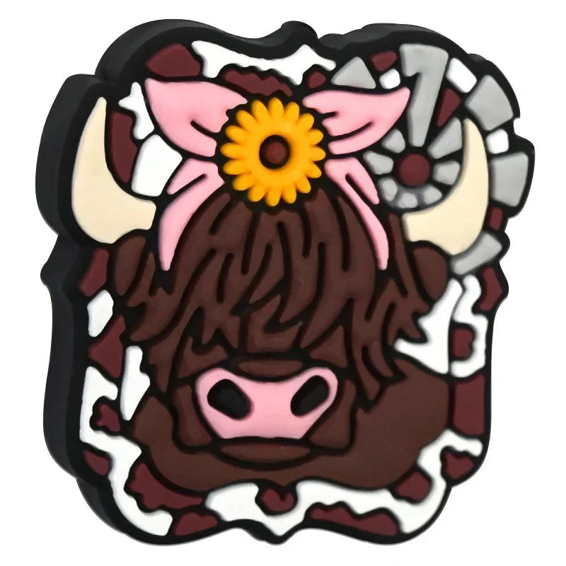 Cartoon Highland Cow Series Silicone Focal Beads