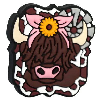 Cartoon Highland Cow Series Silicone Focal Beads