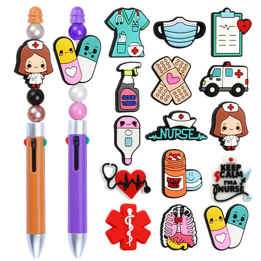 Cartoon Medical Nurse Series Ballpoint Pen Silicone Focal Beads