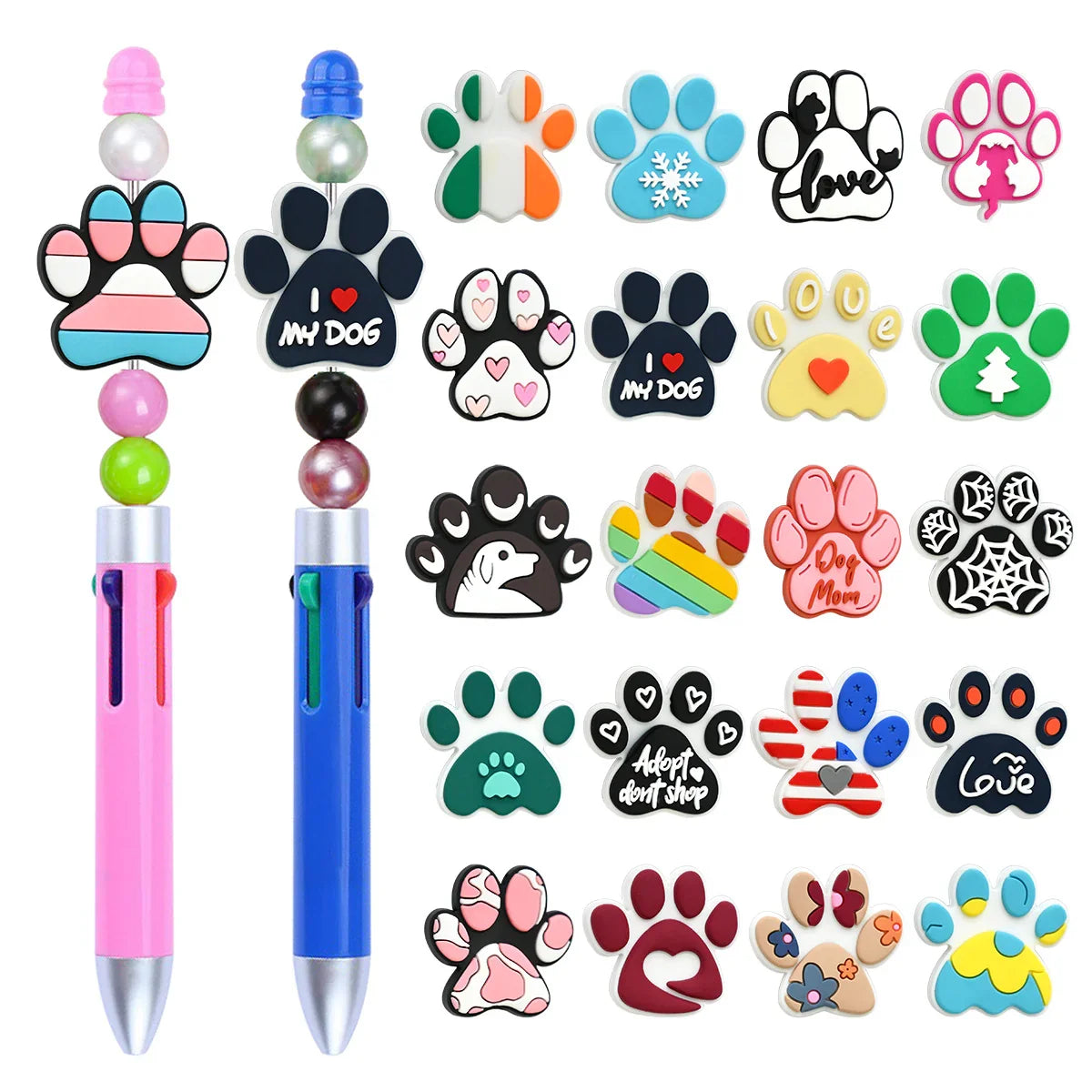 Cute Dog Paw Print Silicone Focal Beads