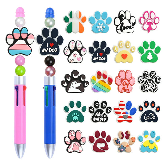 Cute Dog Paw Print Silicone Focal Beads