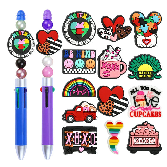 Colorful Cartoon Smiling Face Car Silicone Focal Beads