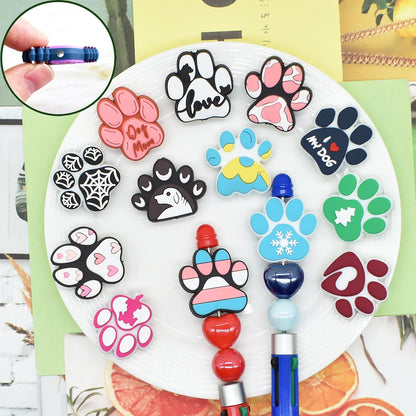 Cute Dog Paw Print Silicone Focal Beads