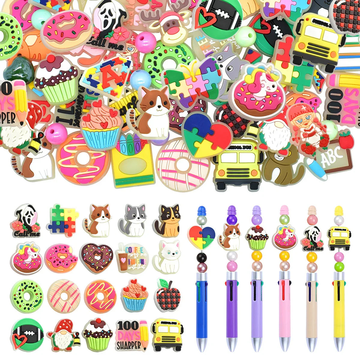 Luminous Cartoon Silicone Focal Beads Set