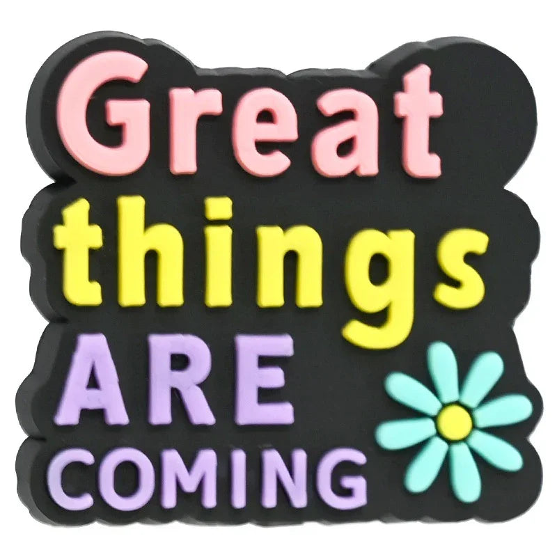 Colorful Text Phrase Silicone Focal Beads