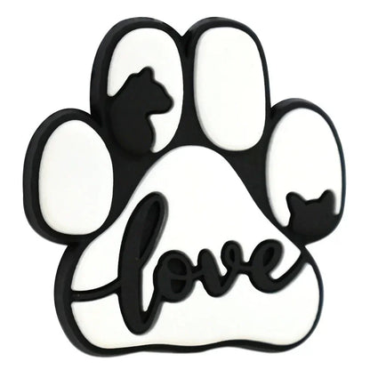Cute Dog Paw Print Silicone Focal Beads